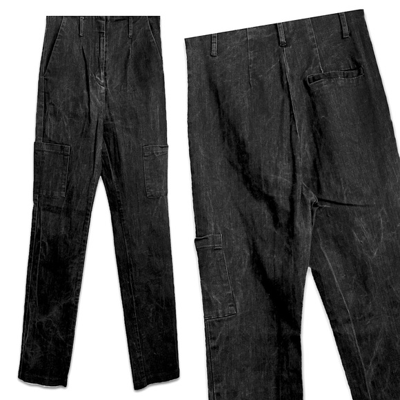 Reformation Faded Black Ultra High Rise Straight Leg Cargo Jeans | 8 - Picture 1 of 7
